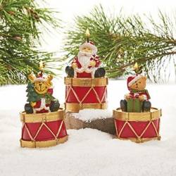 Julelys julemand - bamse - rensdyr på tromme