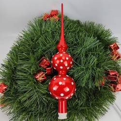 Rød juletræspir med prikker 35 cm