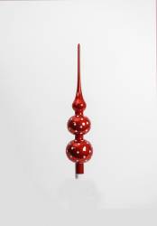 Rød juletræspir top med prikker 35 cm