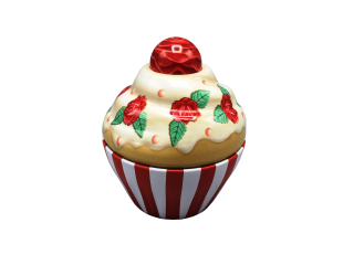 Kagedåse Cupcake røde striber og roser