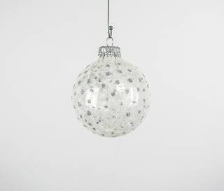 Gennemsigtige juletræskugler med glimmer deko Ø 7 cm