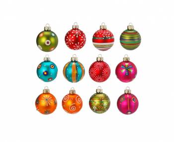 Boheme juletræskugler i multi farver og mønster Ø 6 cm