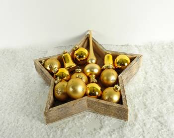 Guld spir mix i silkemat og højglans glas juletræskugler