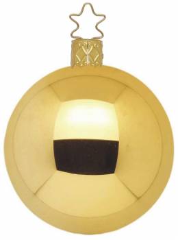 Højglans guld mundblæst juletræskugle 15 cm