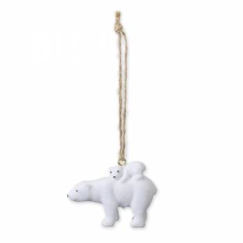 Isbjørn med unge på ryggen juletræspynt