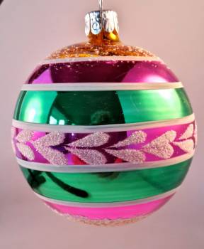 Pink juletræskugle med glimmer deko