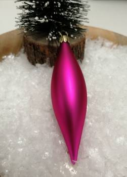 Pink silkemat dråbe juletræskugle 12 cm