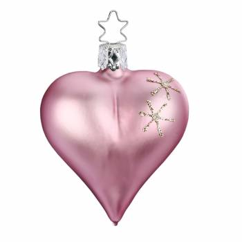 Rosa silkematte hjerte juletræskugler Ø 8 cm
