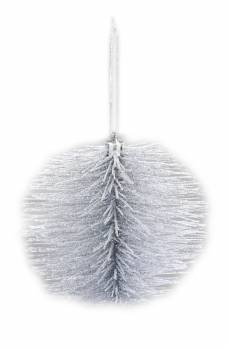 Sølv glimmer juletræs kugle 10 cm