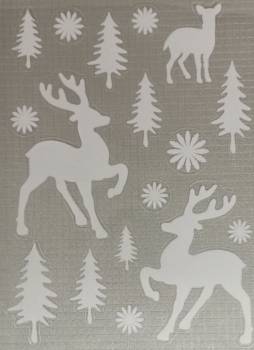 Vindue stickers med rensdyr i sne landskab