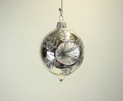 Blank sølv reflektor juletræskugle løgformet