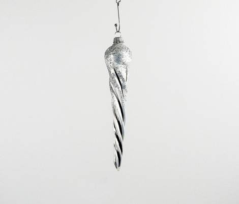 Sølv silkematte istapper juletræskugler 14 cm
