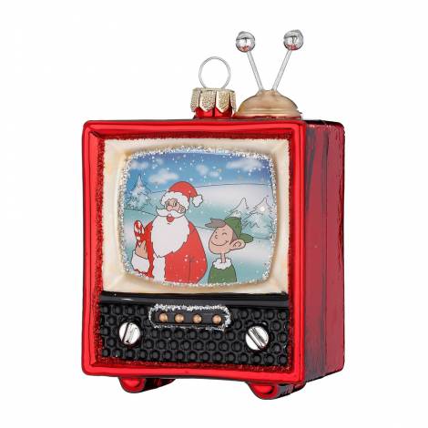 Fjernsyn julekugle med julemanden 10.5 cm