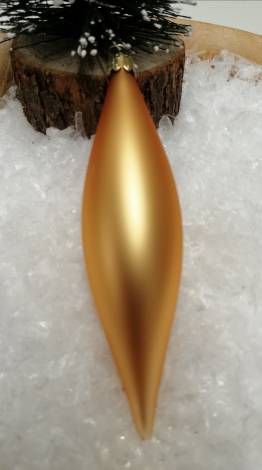 Guld silkemat dråbe juletræskugle 12 cm