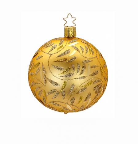 Guld silkemat juletræskugle med rokoko leaves
