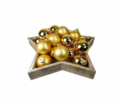 Guld silkematte og blanke glas julekugler Ø 6 cm