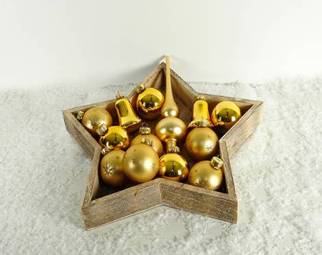 Juletræskugler med spir 13 dele - guld