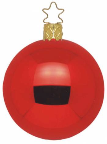 Højglans rød mundblæst juletræskugle 15 cm