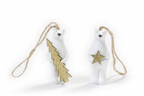 Isbjørne sæt med stjerne og juletræ
