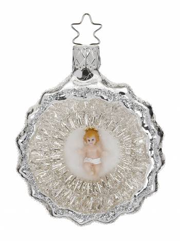 Jesus barn sølvreflektor vintage juletræskugle