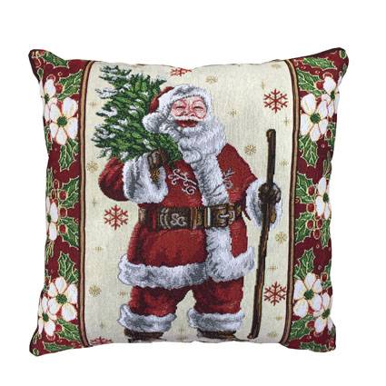 Julemand med træ pude 42 x 42 cm