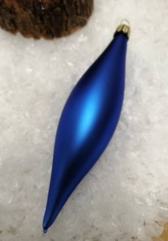 Koboltblå silkemat dråbe juletræskugle 12 cm
