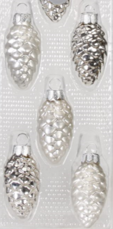 Kogler glas kugler i blank og silkemat sølv