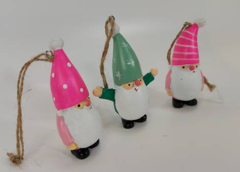 Nisse juletræs ophæng 8 cm - 3 ass a