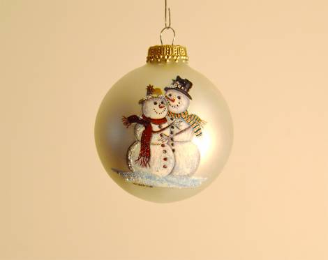 Perlemorshvide juletræskugler snemandspar