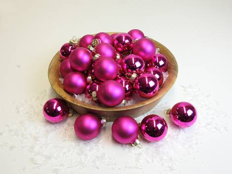 Pink silkematte og blanke juletræskugler mix Ø 4 cm