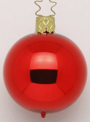 Rød højglans mundblæst juletræs kugle 8 cm