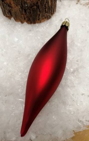 Rød silkemat dråbe juletræskugle 12 cm