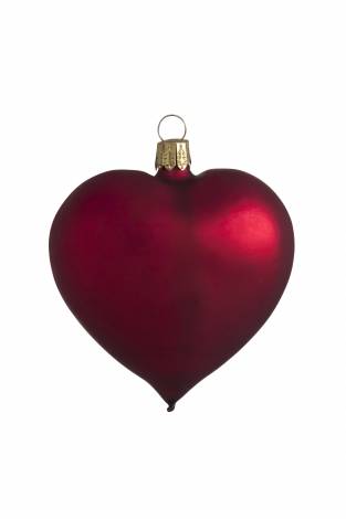 Røde silkematte hjerte juletræskugler Ø 8 cm