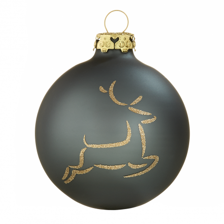 Silkemat antracitgrå springende hjort juletræskugle