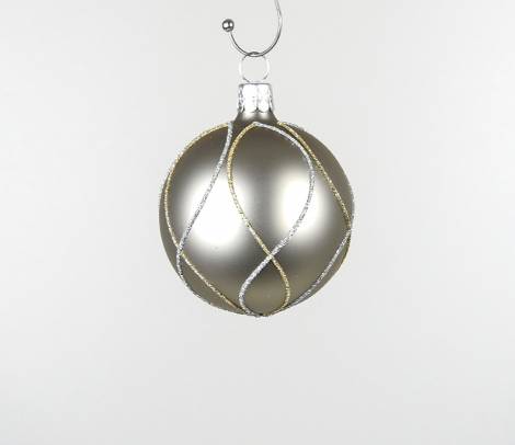 Silkemat sølv juletræskugle med sølv og guld