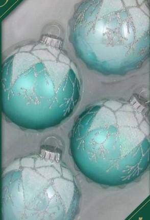 Silkematte og højglans aqua glas juletræs kugler