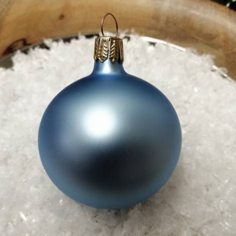 Silkematte babyblå mundblæste juletræskugler Ø 6 cm