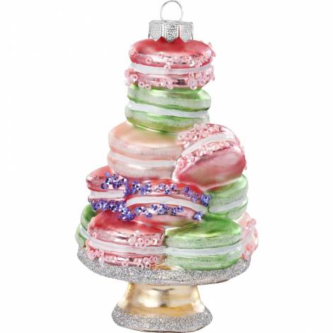 Stor kage fad med macaron juletræskugle 14.5 cm